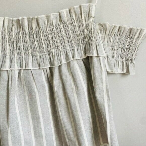 English Factory off the shoulder striped linen top - Picture 3 of 5